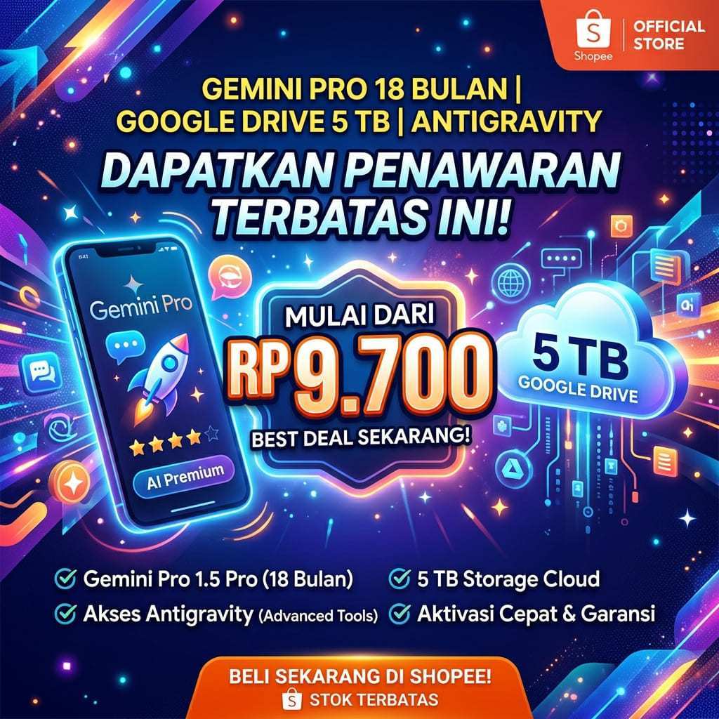 Gemini Pro 18 Bulan Google Drive 5TB Antigravity Head Akun