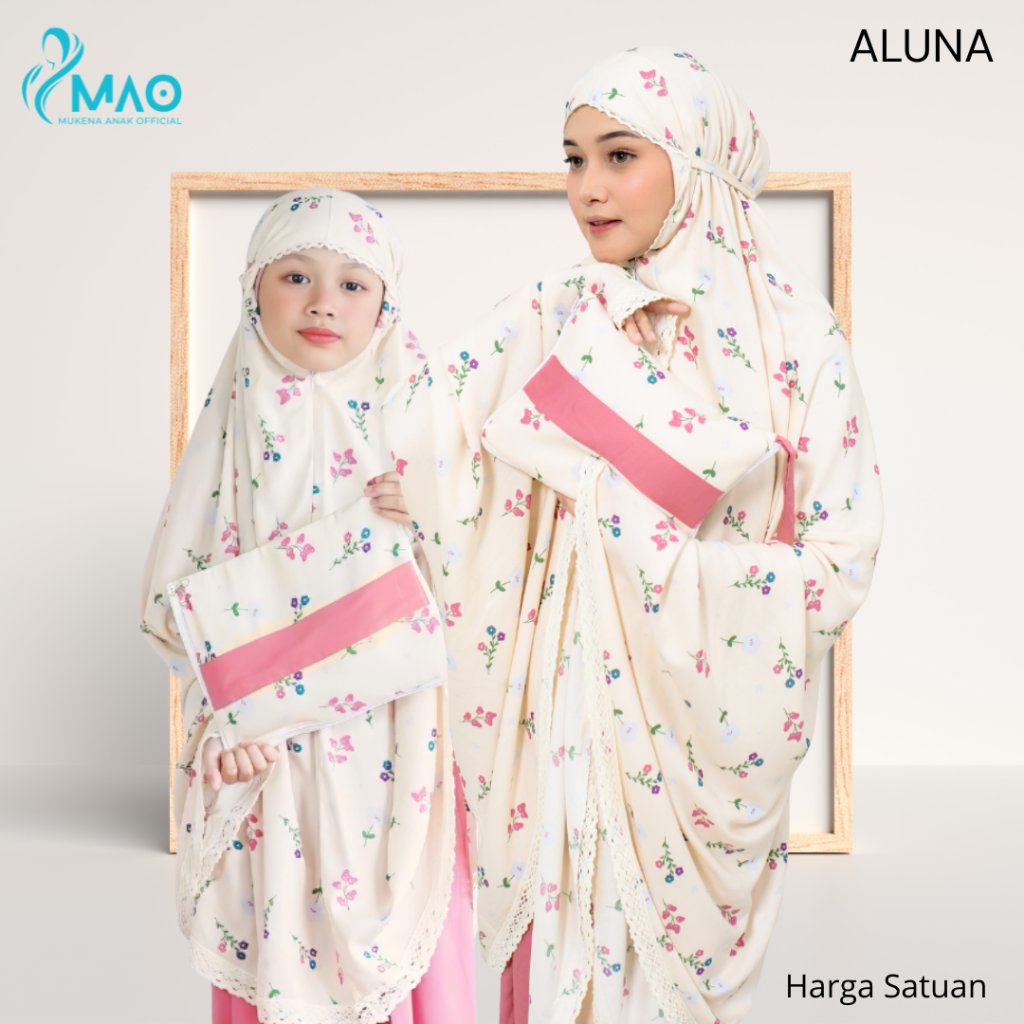 Mukena Couple Ibu Anak Rayon Premium Aluna 2in1 Motif Cantik [HARGA PER PCS]
