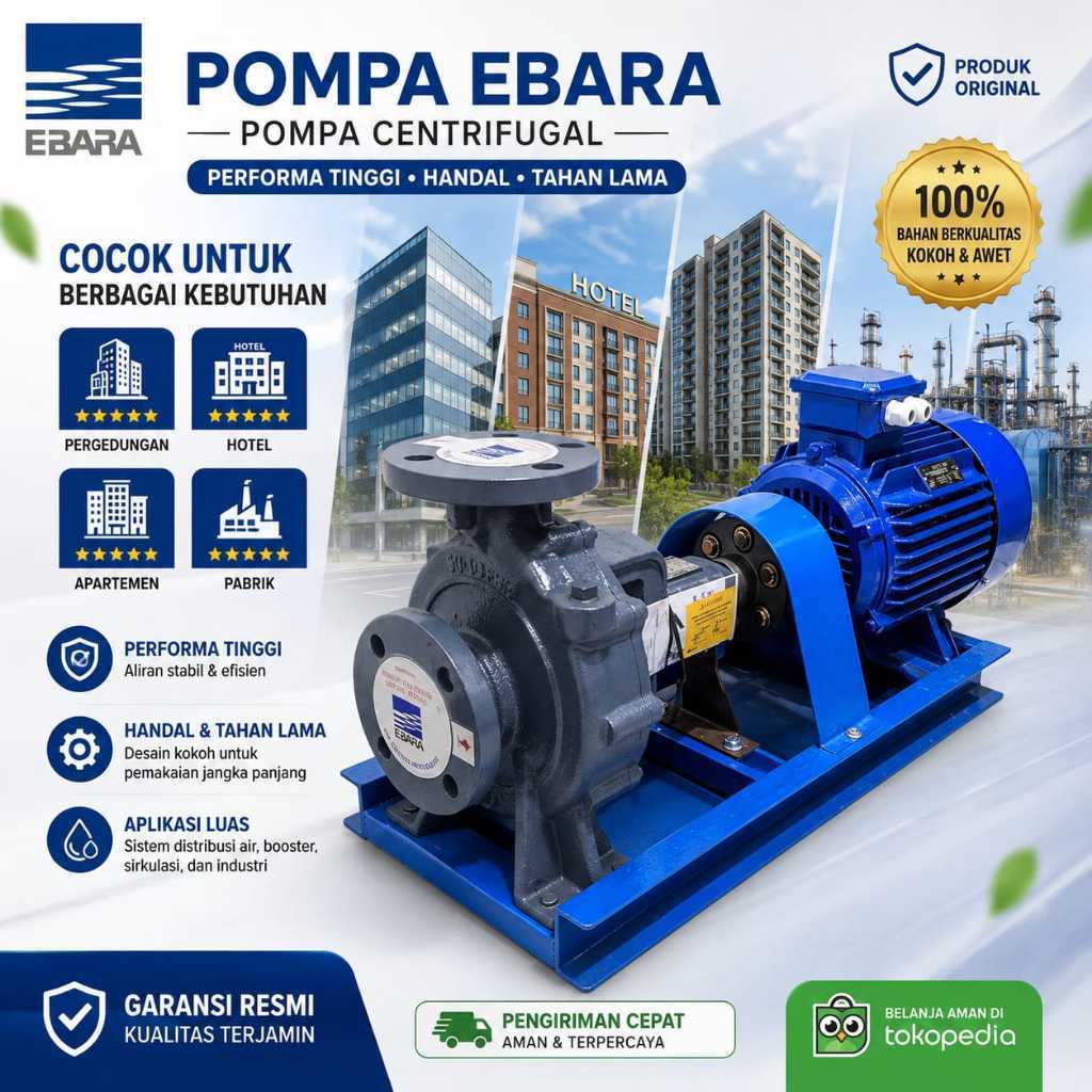 POMPA EBARA 65x50FSHA 0.75KW 1HP 4POLE 3PHASE CENTRIFUGAL PUMP EBARA