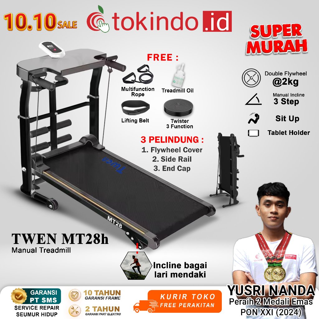 TWEN MT31 MT38 Treadmill Tanpa Listrik Treadmill Manual Treadmill Multifungsi Treadmill Lipat Alat O