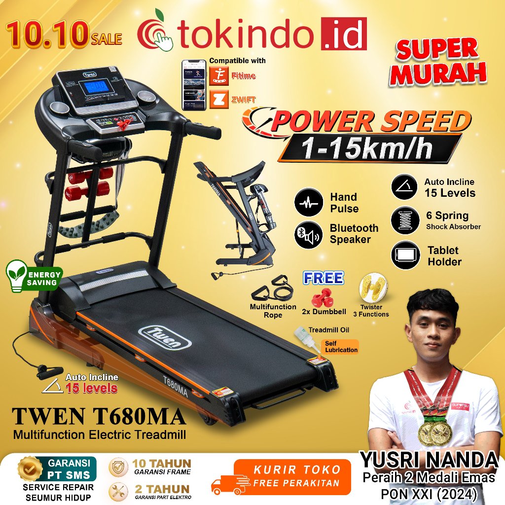 TWEN T680MA Treadmill Elektrik Treadmill Listrik Treadmill Multifungsi Treadmill Murah Treadmil