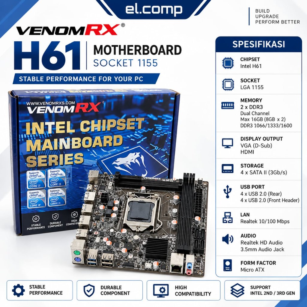 MOTHERBOARD VENOMRX H61 SOCKET 1155