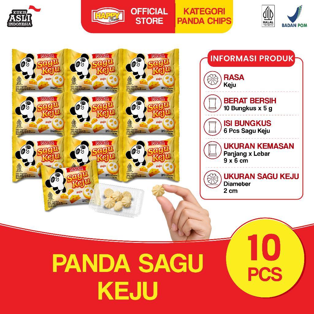 HAPPY TIME - PANDA CHIPS SAGU KEJU SNACK CEMILAN ANAK [ISI 10 PCS X 5 GR]
