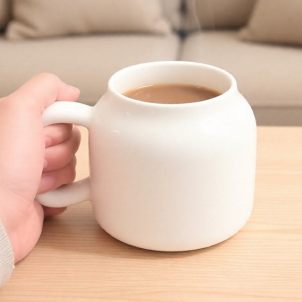 Mug Estetik Putih Cream Korean Style Minimalis untuk Rumah dan Cafe