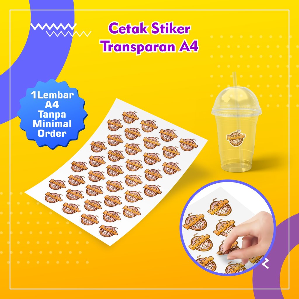 Cetak Stiker Transparan A4 Sticker Label Makanan Logo Kemasan Transparant Cutting Pola