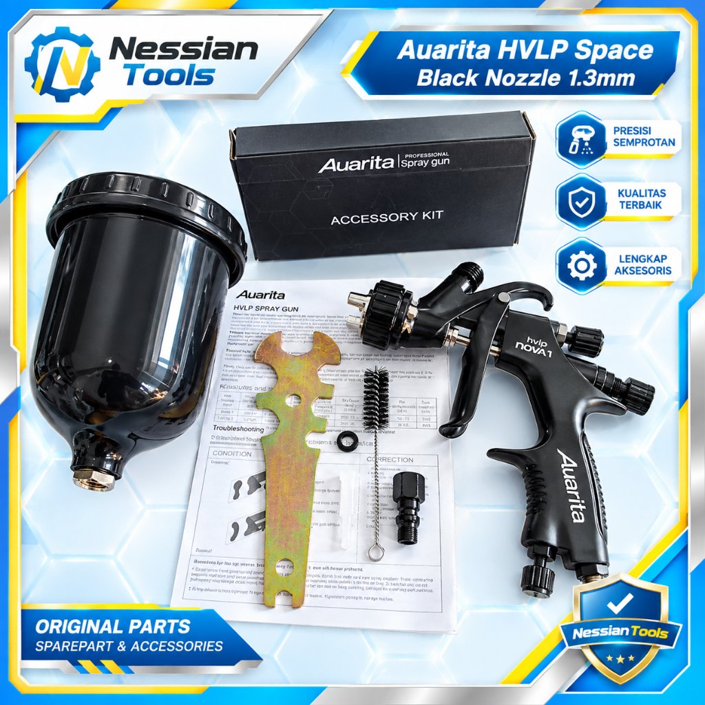 Spray Gun Auarita Nova 1 HVLP Space Black 1.3mm Cup 600ml Original