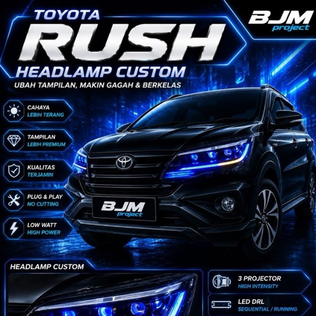 Headlamp Rush Terios 2019 2020 2021 2022 2023 2024 2025 2026 Custom