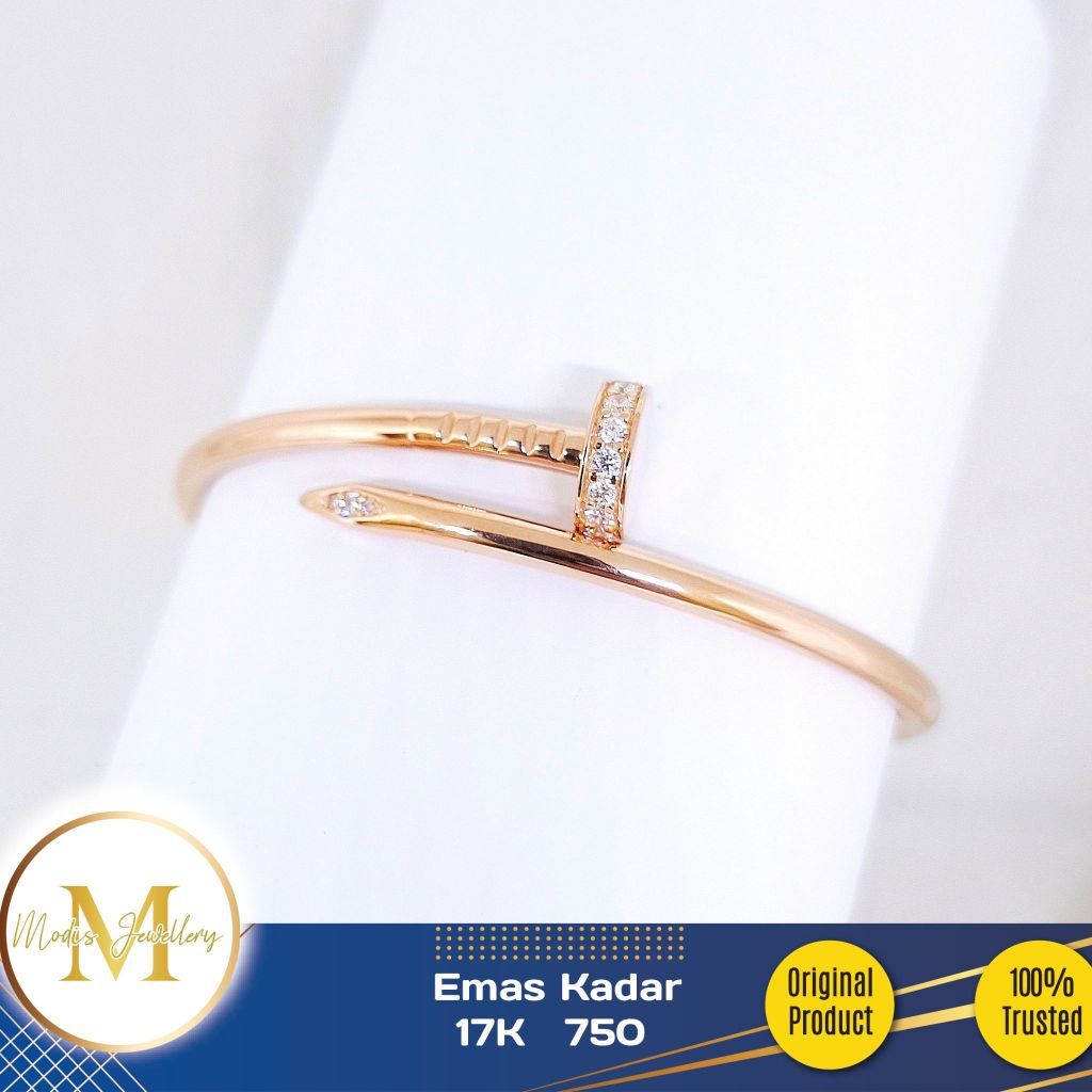 MODIS JEWELLERY - Gelang Bangle Paku Rosegold - Emas 17k  750