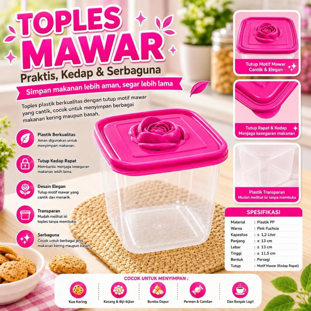 Toples Kotak Plastik KH Chantique - Tahan Lama, Warna Warni, Desain Segi