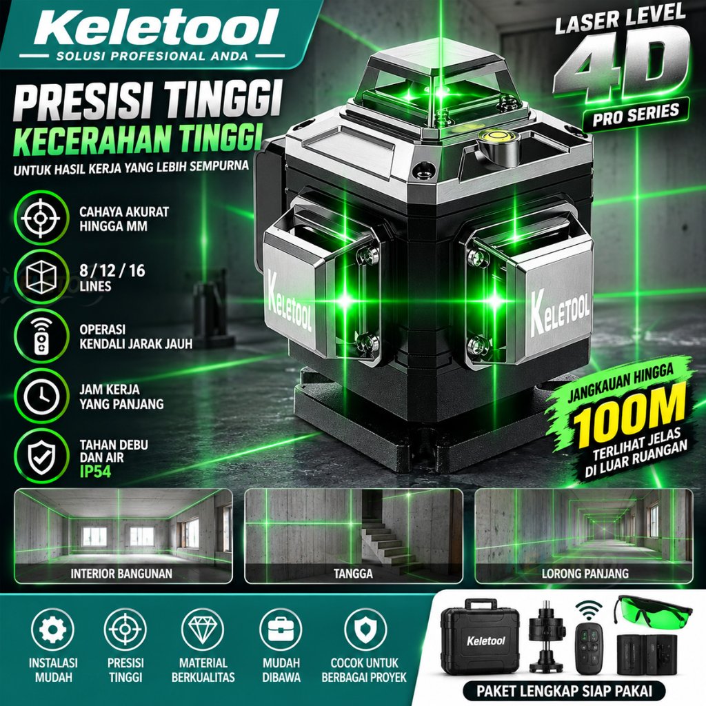 Waterpass laser level 16 line bangunan laser tukang multifungsi meteran laser leveling keramik laser