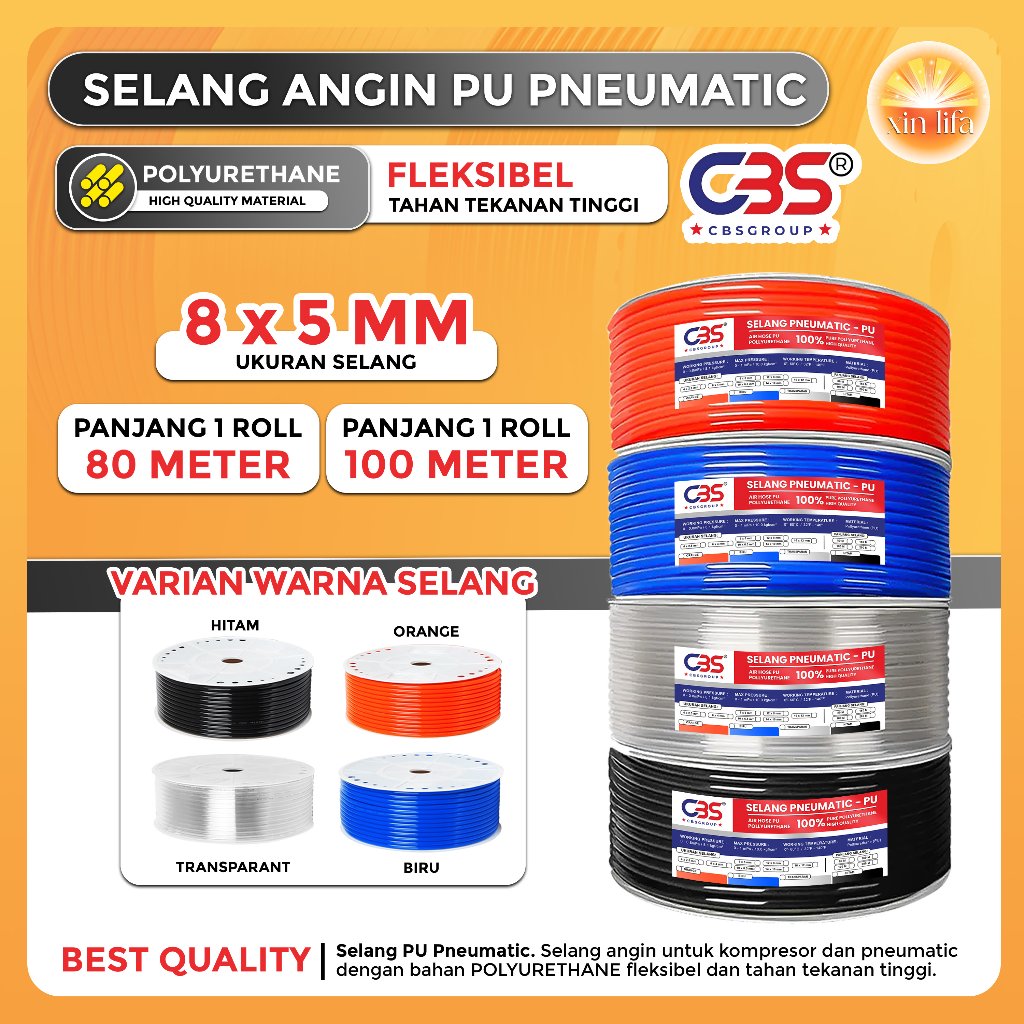 Selang polyurethane 8 X 5 MM XCPC - PU 0805 PU pneumatic - Selang PU