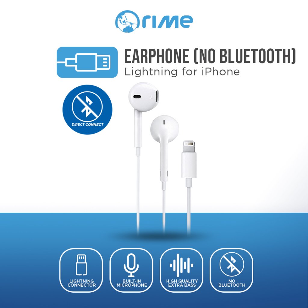 Orime Headset Lightning for Iphone TANPA BLUETOOH HF Ori Earphone Super Bass