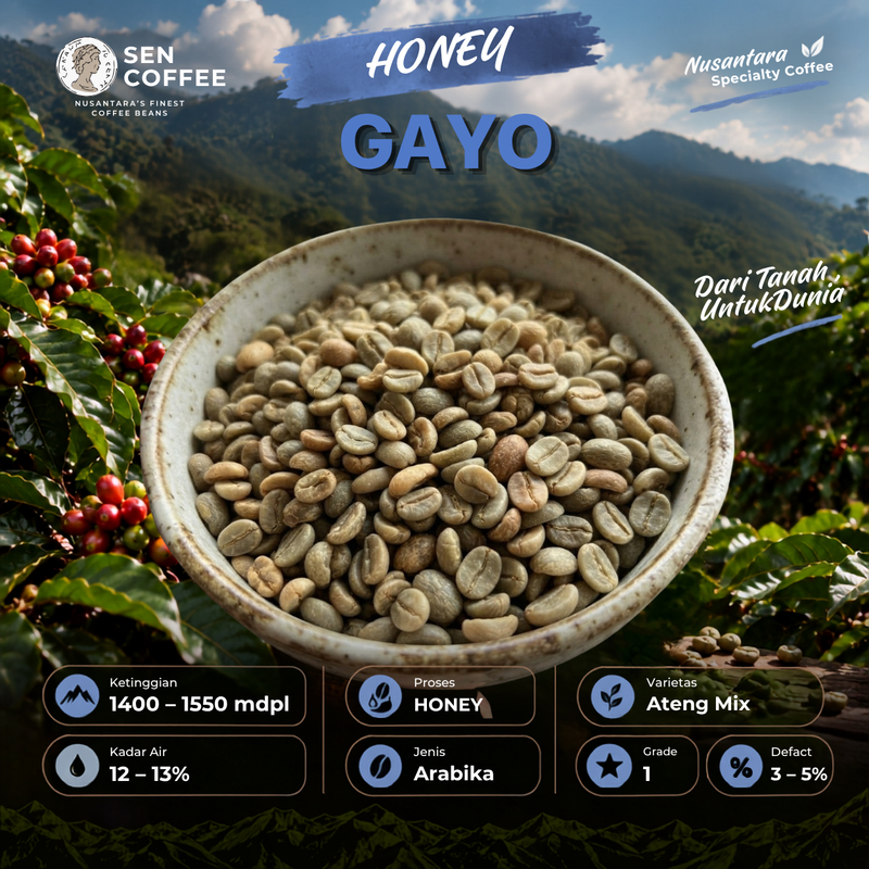 Biji Kopi Arabika Honey Gayo 1 Kg | Biji Kopi Mentah