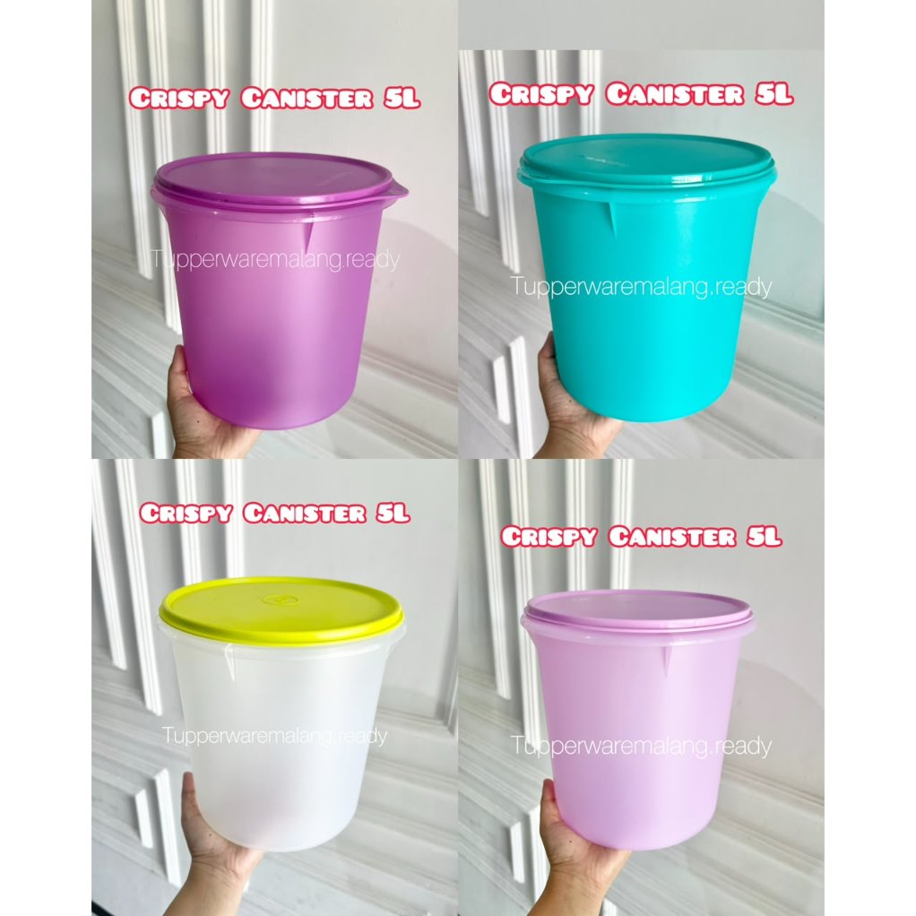 PROMO CRISPY CANISTER 5 LITER TUPPERWARE TOPLES/ WADAH/ TEMPAT SNACK KUE JAJAN KERUPUK TUPPERWARE MU