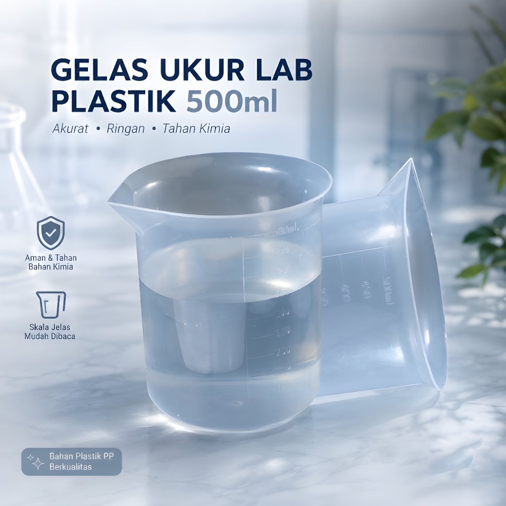 Gelas Ukur Plastik Dapur Laboratorium Measuring Cup 500ml