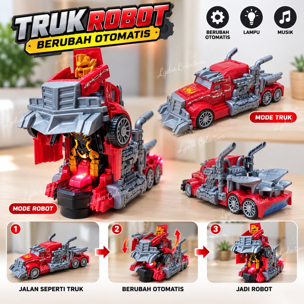 Mainan Truk Robot Transformasi Otomatis – Mobil Truk Jadi Robot