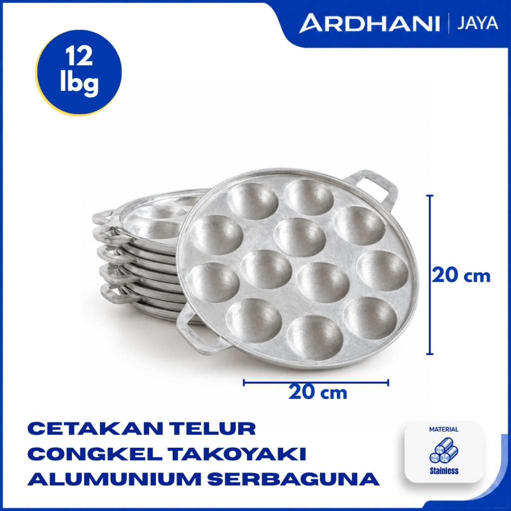 Cetakan Telur Congkel Takoyaki martabak mini alumunium serbaguna 20 cm 12 lbg