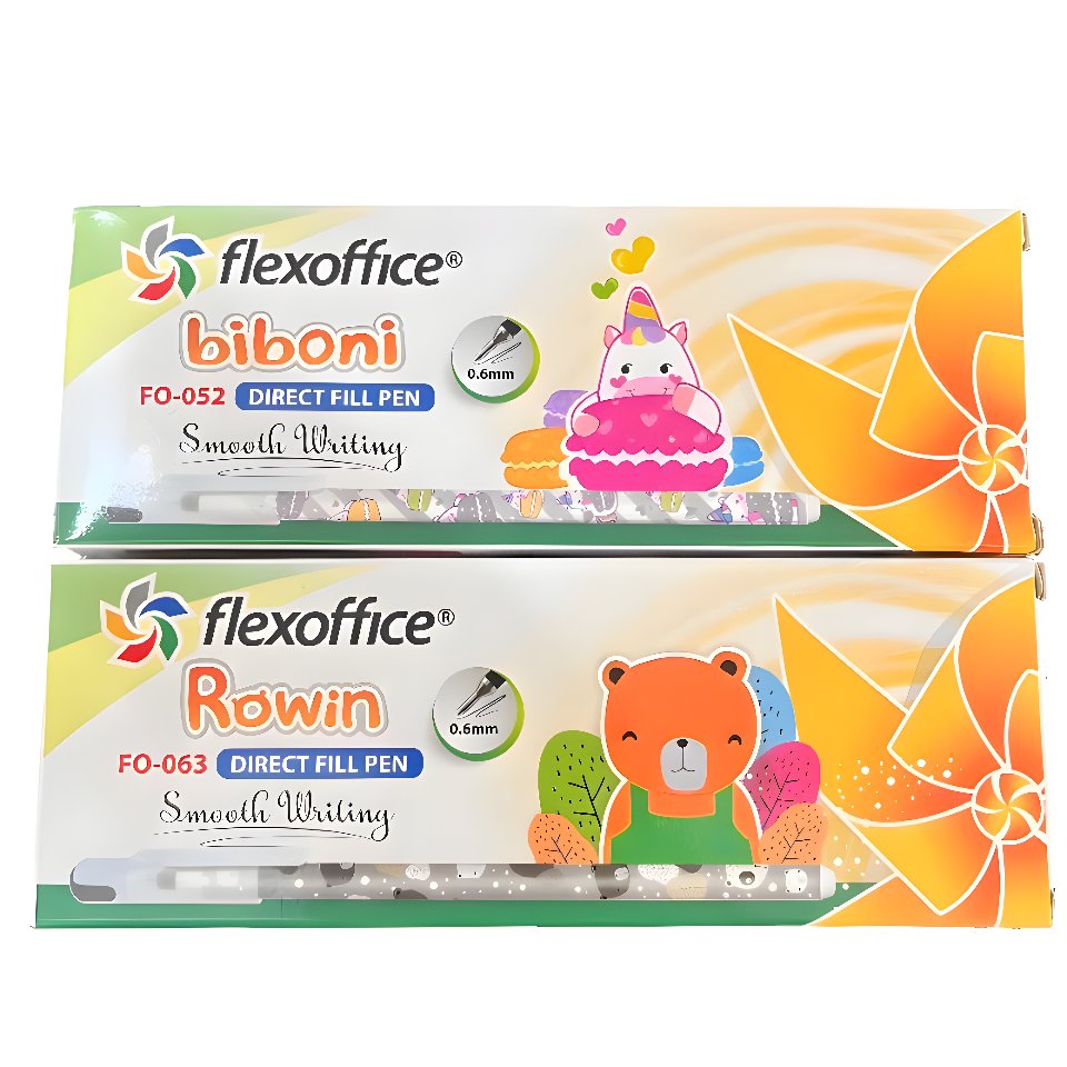 Flexoffice Bolpen / Pulpen FlexOffice Bilboni / Rowin / Gel Pen 0.6mm (1 Pack 12 Pcs)