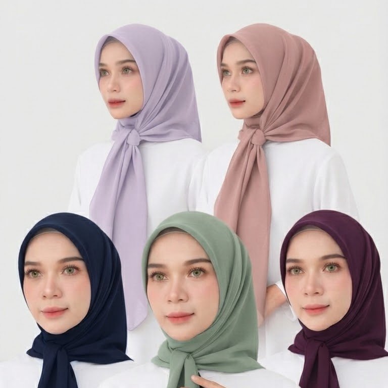 Bella Square Hijab Segi Empat Polycotton Premium 120x120 Kerudung Jilbab Polos Tren Burgundy Neci Ra