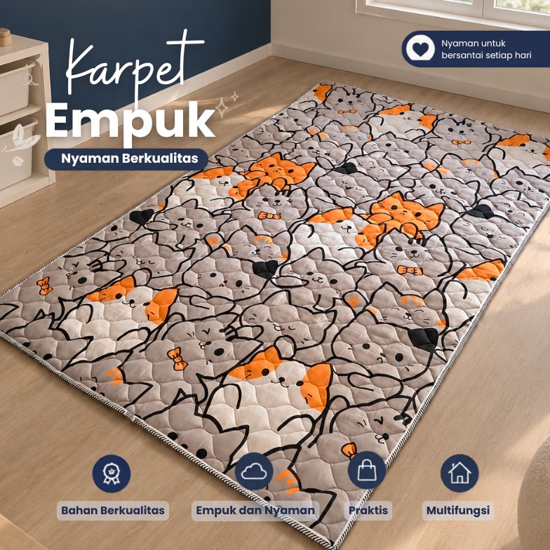 Karpet Lantai Quilting Empuk Aesthetic - Tikar Lantai Lipat untuk Keluarga