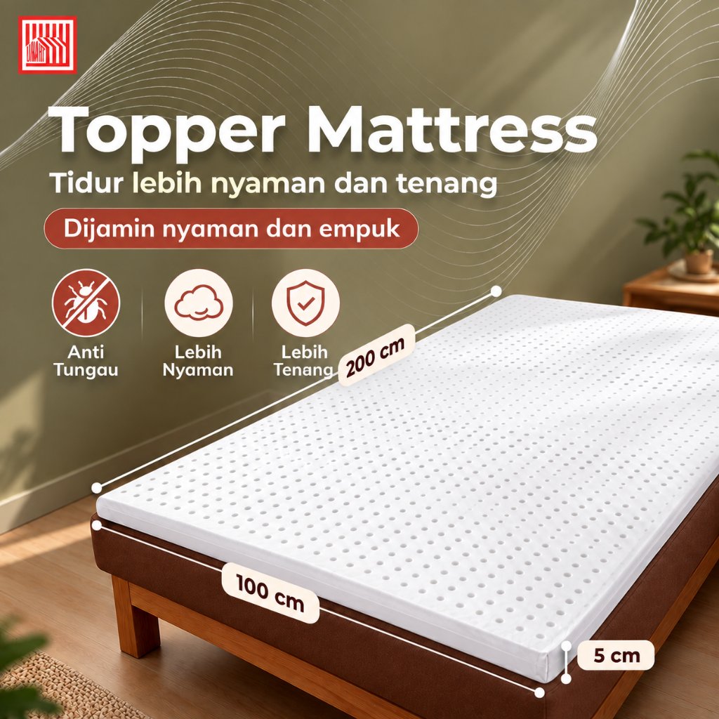 Topper Kasur Latex ⁠100x200x5 cm Naturarest by Umart | Mattress Topper Latex Premium | Topper Kasur 
