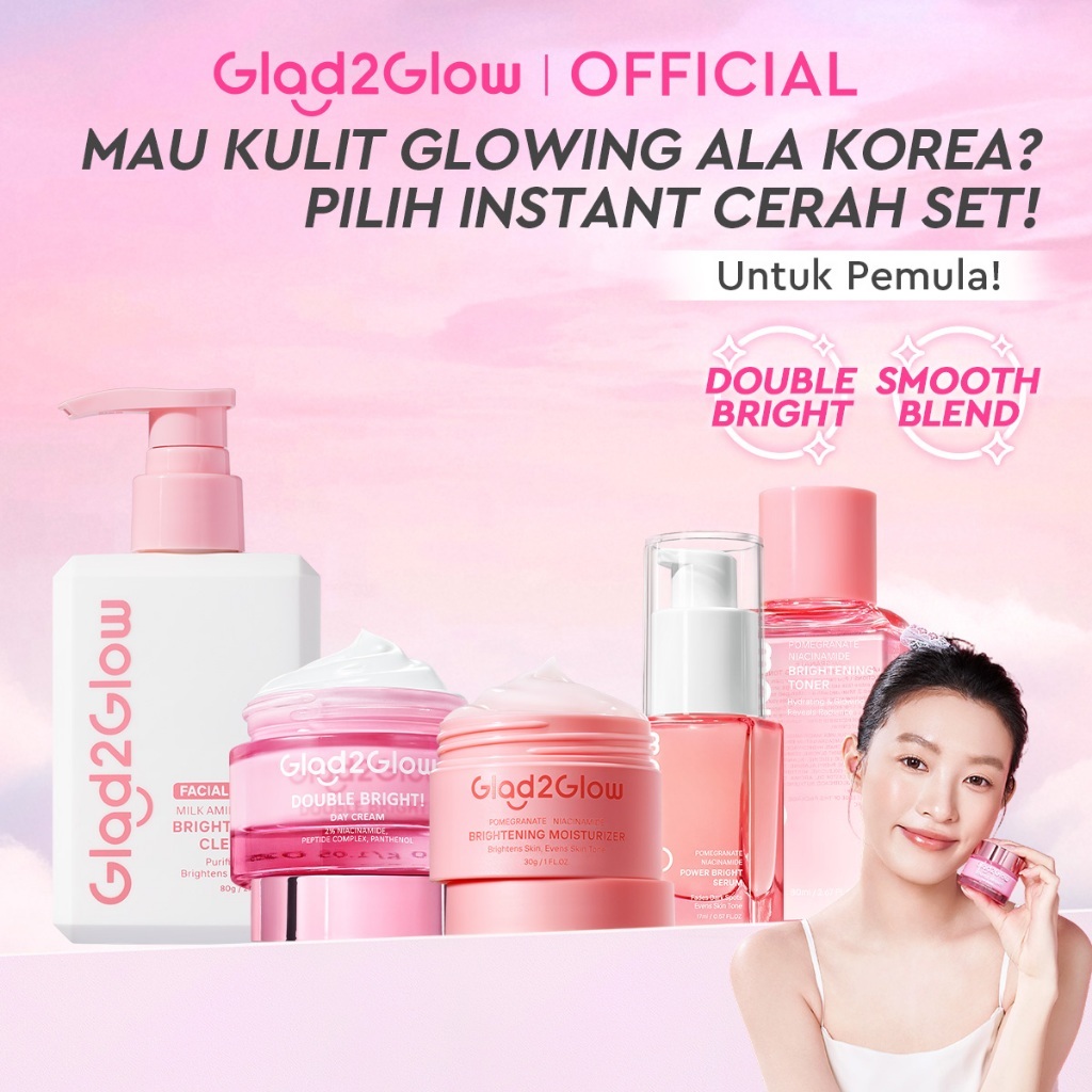 [OUTING SET]Glad2Glow  Niacinamide Tone Up Cream 4in1  cerah Moisturizer  day &Night Cream whitening