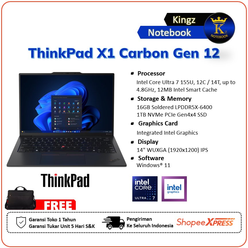 LENOVO Thinkpad X1 Carbon Gen12 Ultra 7 155U 16GB 1TB Win11 14" WUXGA