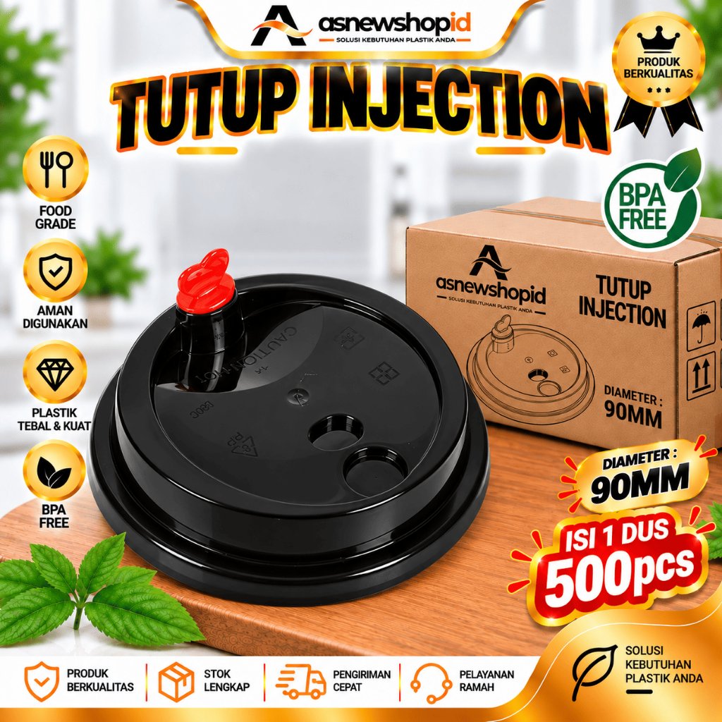 Asnewshop | LID CUP INJECTION ISI 500pcs / DUS UNTUK CUP 12 - 24oz KHUSUS CUP INJECTION