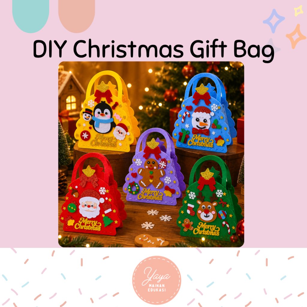 DIY Tas Kado Natal Anak - Goodie Bag Natal Karakter Santa Rusa / Tas Souvenir Hadiah Hampers Christm