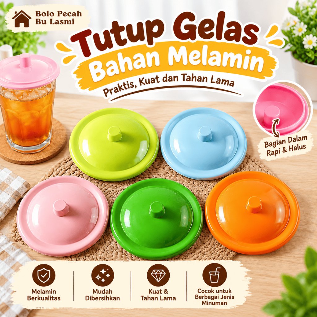 TUTUP GELAS MELAMIN BESAR ASLI / TUTUP GELAS MELAMIN SNI KECIL BIJIAN