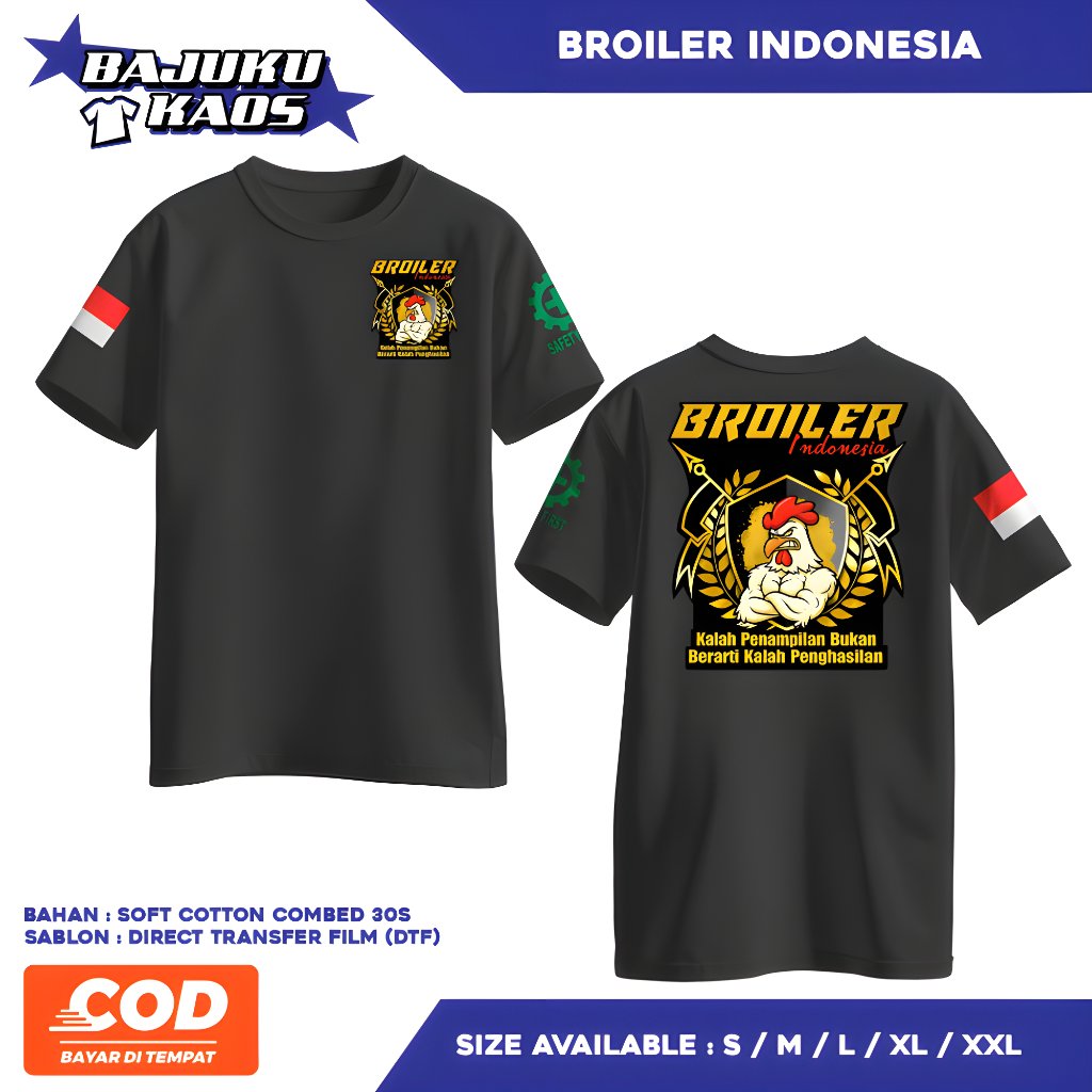 KAOS AYAM BROILER INDONESIA TERBARU - BAJU PETERNAK AYAM BROILER - BAJU UNISEX - KAOS MURAH - KAOS P