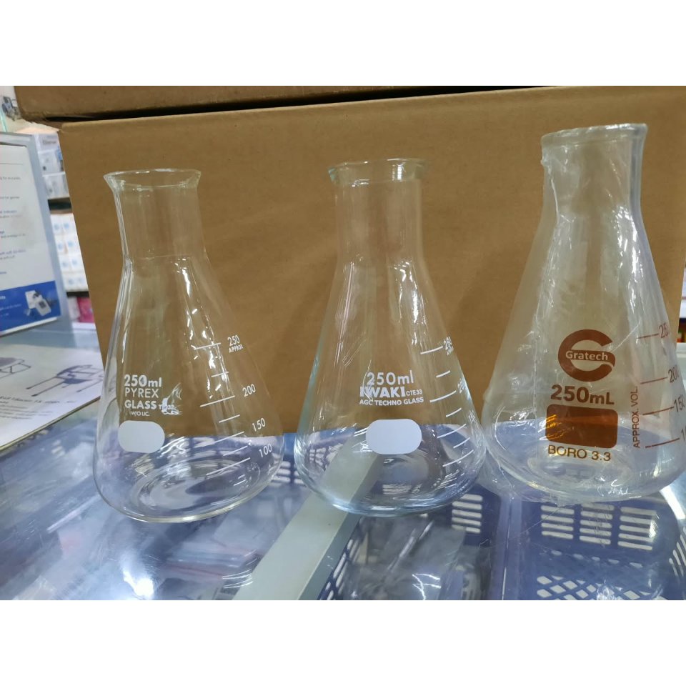 Erlenmeyer 250ml Glass Pyrex/Iwaki/Gratech