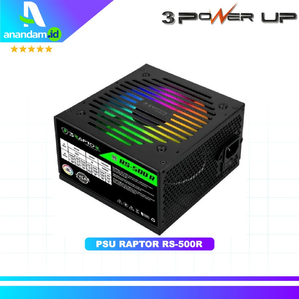 Power Supply Gaming Raptor RS-500 R 80+ RGB 500W