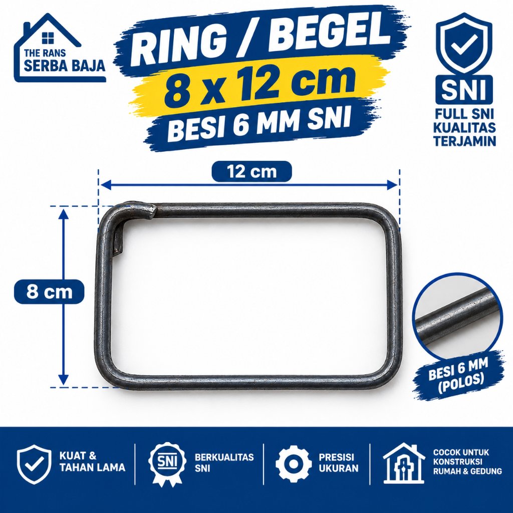 CINCIN / BEHEL / BEGEL UKURAN 8X12 BESI 6 FULL SNI ISI 100 PCS + BONUS 5