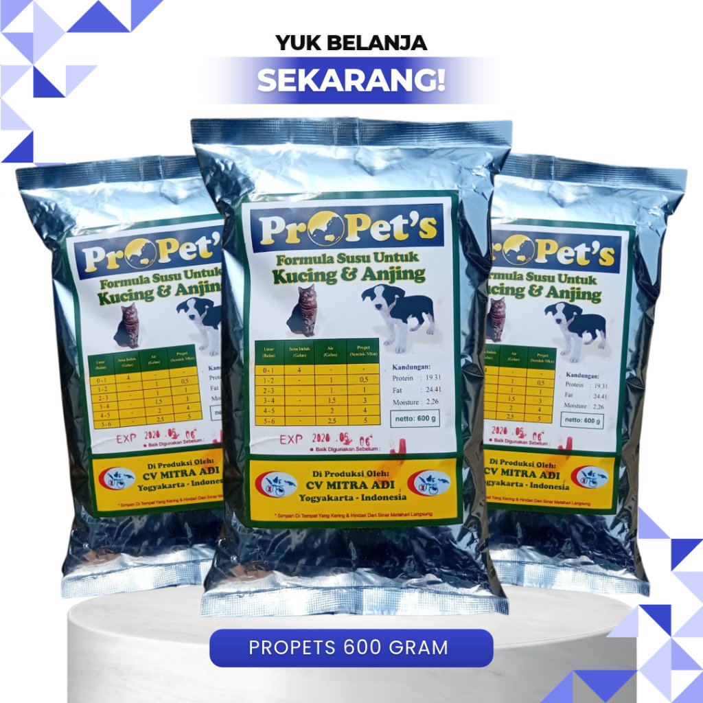 PROPETS 600 GRAM - Susu Rekomendasi Untuk Kucing dan Anjing Non Lactose.