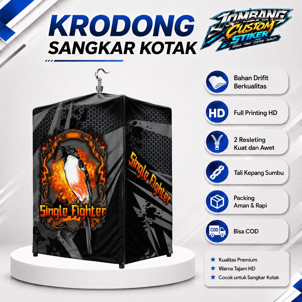 Krodong Sangkar Kotak Kosan Custom Premium | Cover Sangkar | Full Printing HD | Desain Cendet | Jahi
