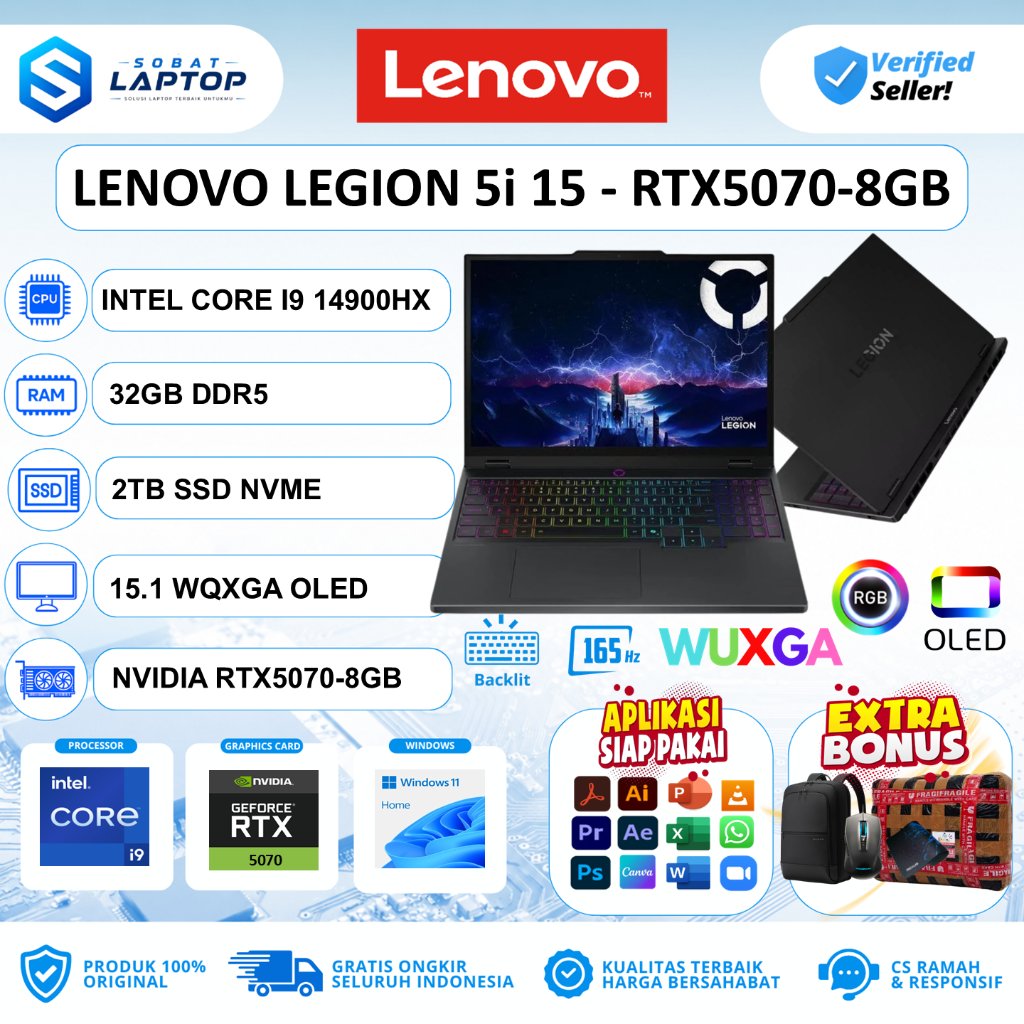 Laptop Lenovo Legion 5i 16IRX9 Intel Core i9 14900HX 32GB DDR5 2TB RTX4070-8GB WQXGA OLED 165Hz Win 