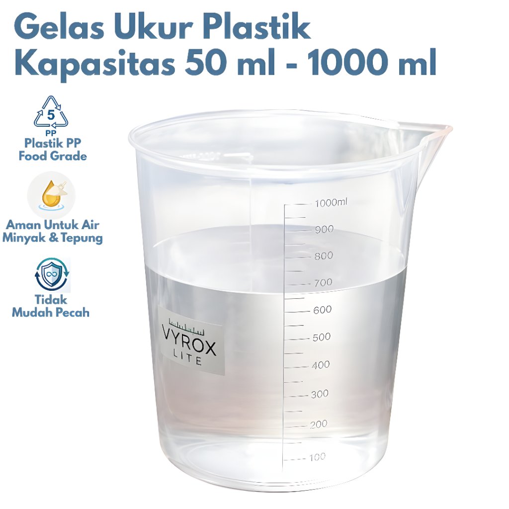 Gelas Ukur Plastik Multi Fungsi 50ml - 1000ml Takaran Air Tepung Minyak Bahan PP Tebal Awet