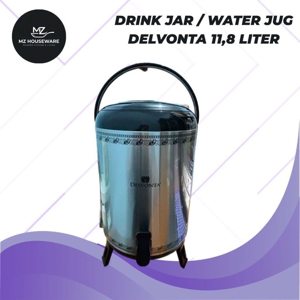 Delvonta Water Jug Dispenser 11.8 Liter Drinkjar Delvonta Steinless