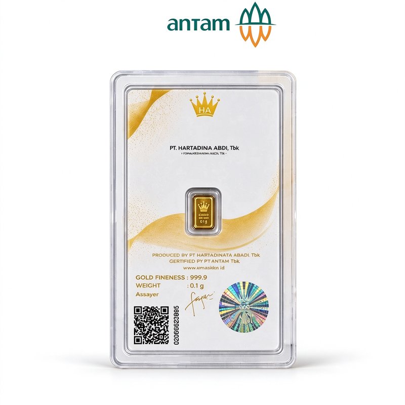 ANTAM Emas Batangan 0.1 Gram 24K 99.99% Asli Original Bersertifikat Kartu Emas Murni Investasi