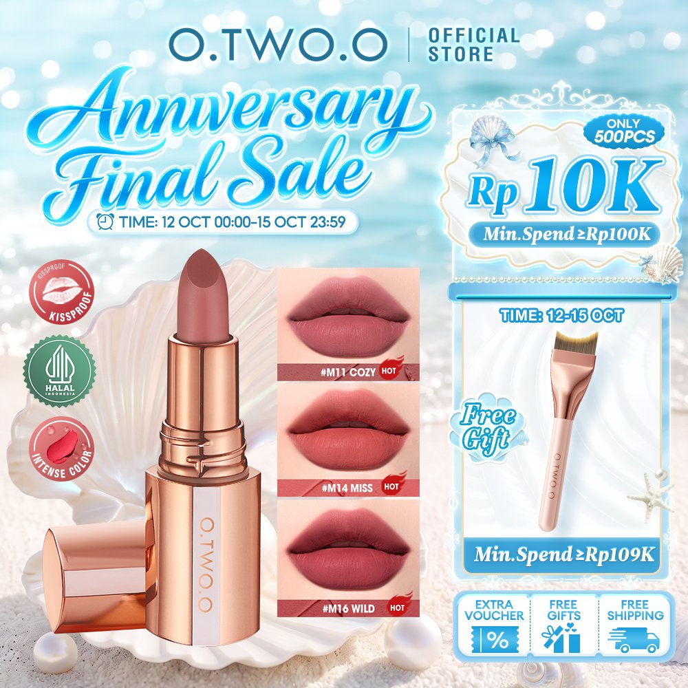O.TWO.O Lipstick Misty Kiss Lock Color Matte Velvety Long Lasting 24H Lip Makeup