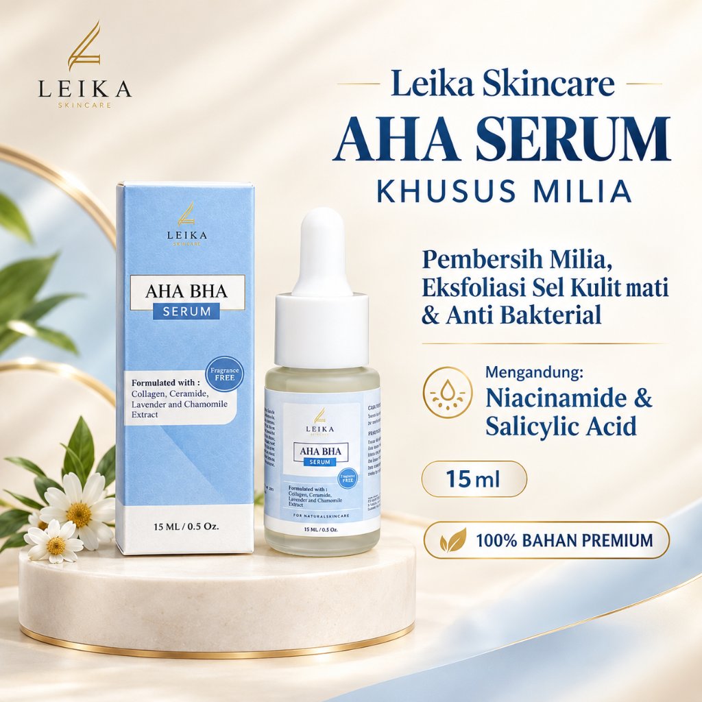Leika Skincare Serum AHA BHA MILIA - Serum Milia Leika Skincare AMPUH Atasi Milia di Bawah Mata 15ml