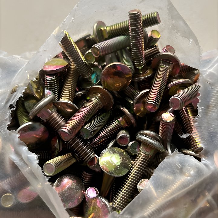 Baut mur CB M6x33 / Carriage Bolt / Baut Payung Warna Kuning Galvanis