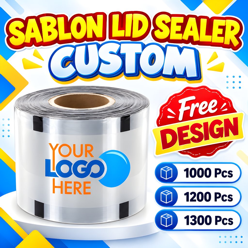 Sablon Lid Sealer Custom Logo | Plastik Sealer Cup 10 Oz - 22 Oz