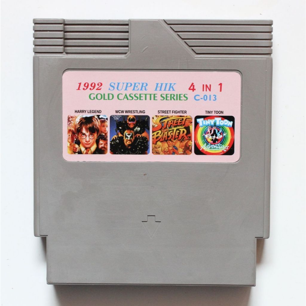 Kaset Nintendo NES 4 in 1 Harry Legend WCW Wrestling Street Fighter Tiny Toon Normal Game Jadul