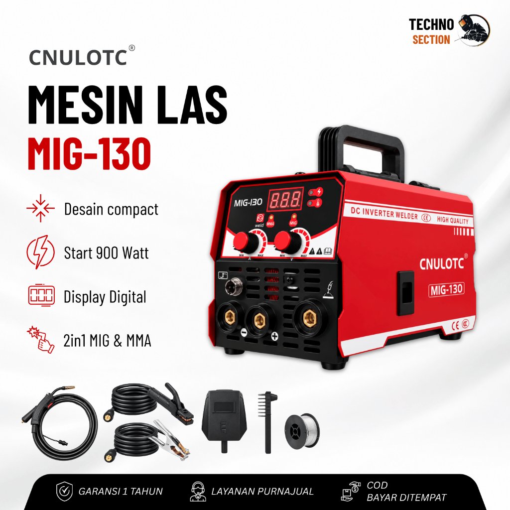 Cnulotc Mesin Las MIG-130 2 Fungsi Travo Las Portabel Bonus Aksesoris Lengkap