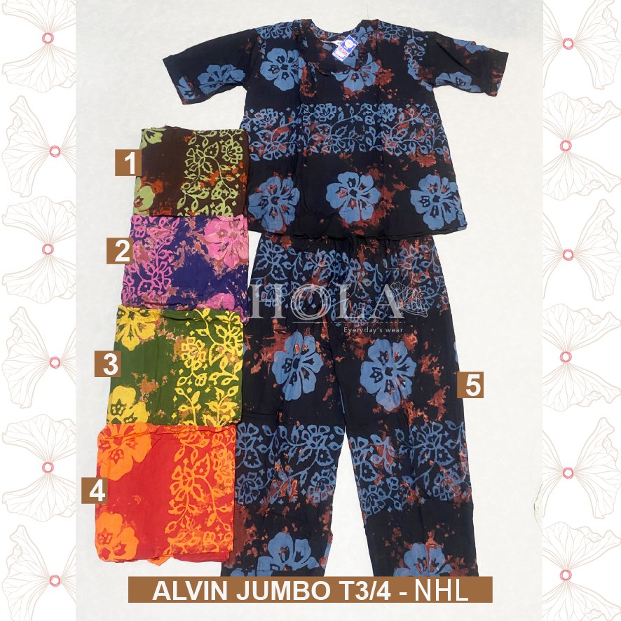 HOLA_FASH | A-Setelan Alvin Jumbo tangan 3/4 , Setelan Batik halus