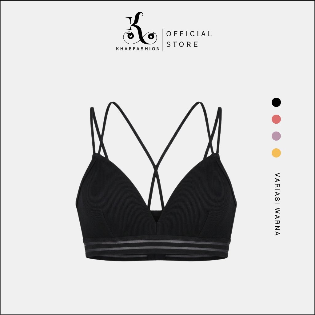 KHAEFASHION - BR081 Bikini Bra Wanita BH Busa Super Ringan Tanpa Kawat Tali Silang