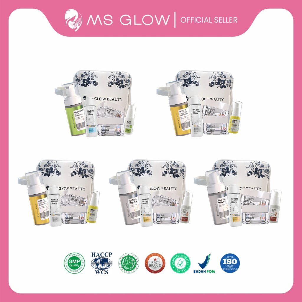 Ms Glow Paket Wajah Whitening Ultimate Luminous Acne Whitecelldna Free Elixir & Pouch