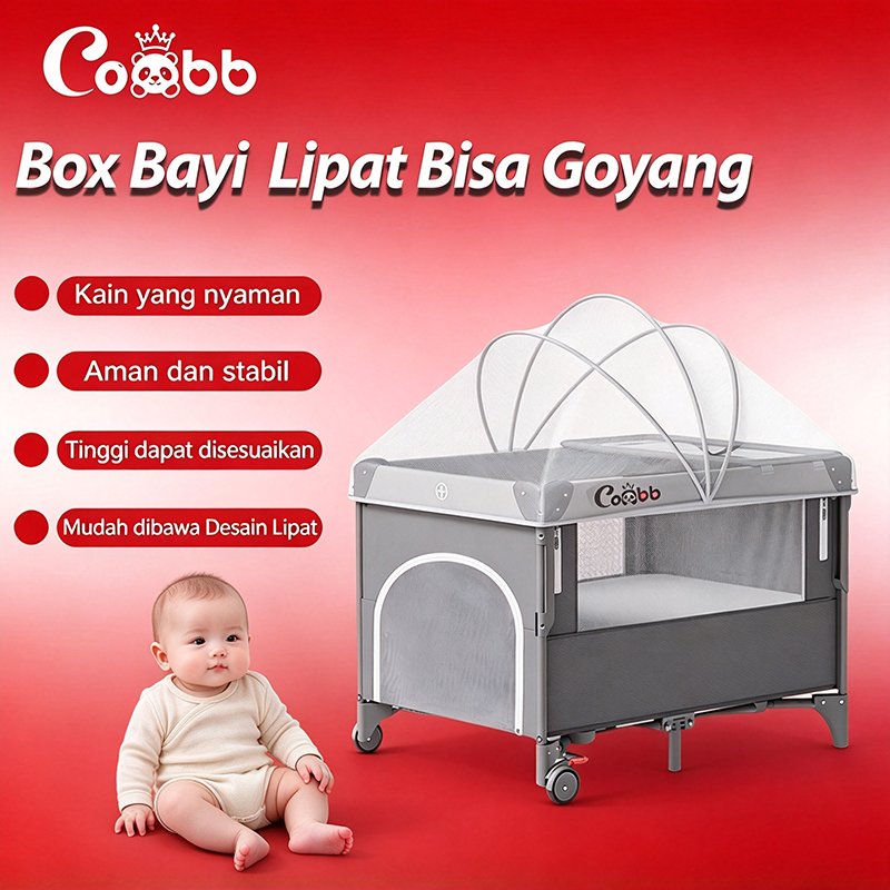 Cocobb Tempat Tidur Bayi Lipat Empuk Nyaman Tempat tidur bayi lipat portabel Dengan roda